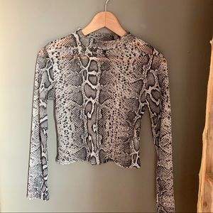 New Look snake print sheer crop top